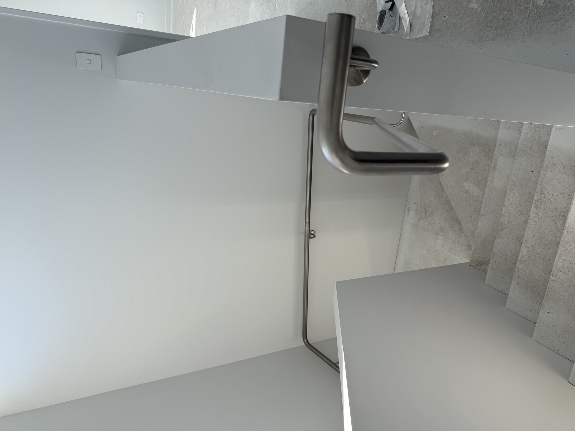 Stainless handrail installation detail
